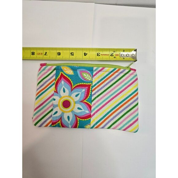 Small Makeup Bag Zipper Colorful Flower Fabric Cosmetic Casual Clutch - Picture 3 of 5
